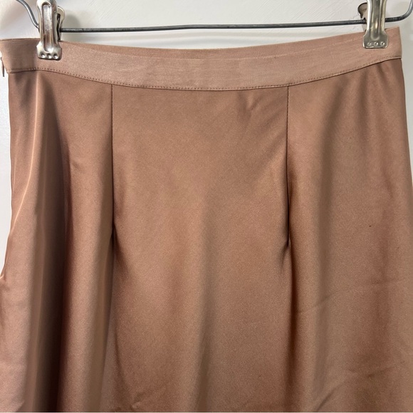 Bishop + Young Brown Midi Slip Skirt with Slit bias cut,size M - Picture 7 of 10
